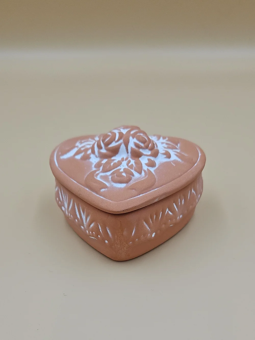 Heart-Shaped Trinket Box with White Floral Accents